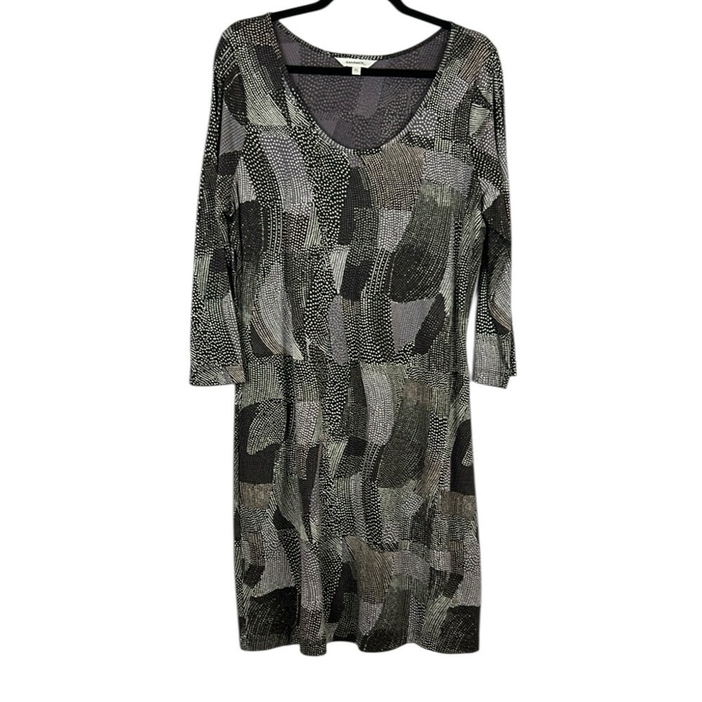 Sandwich Classic Retro Polka Dot Cotton Modal Long Sleeve Midi Dress XL Grey